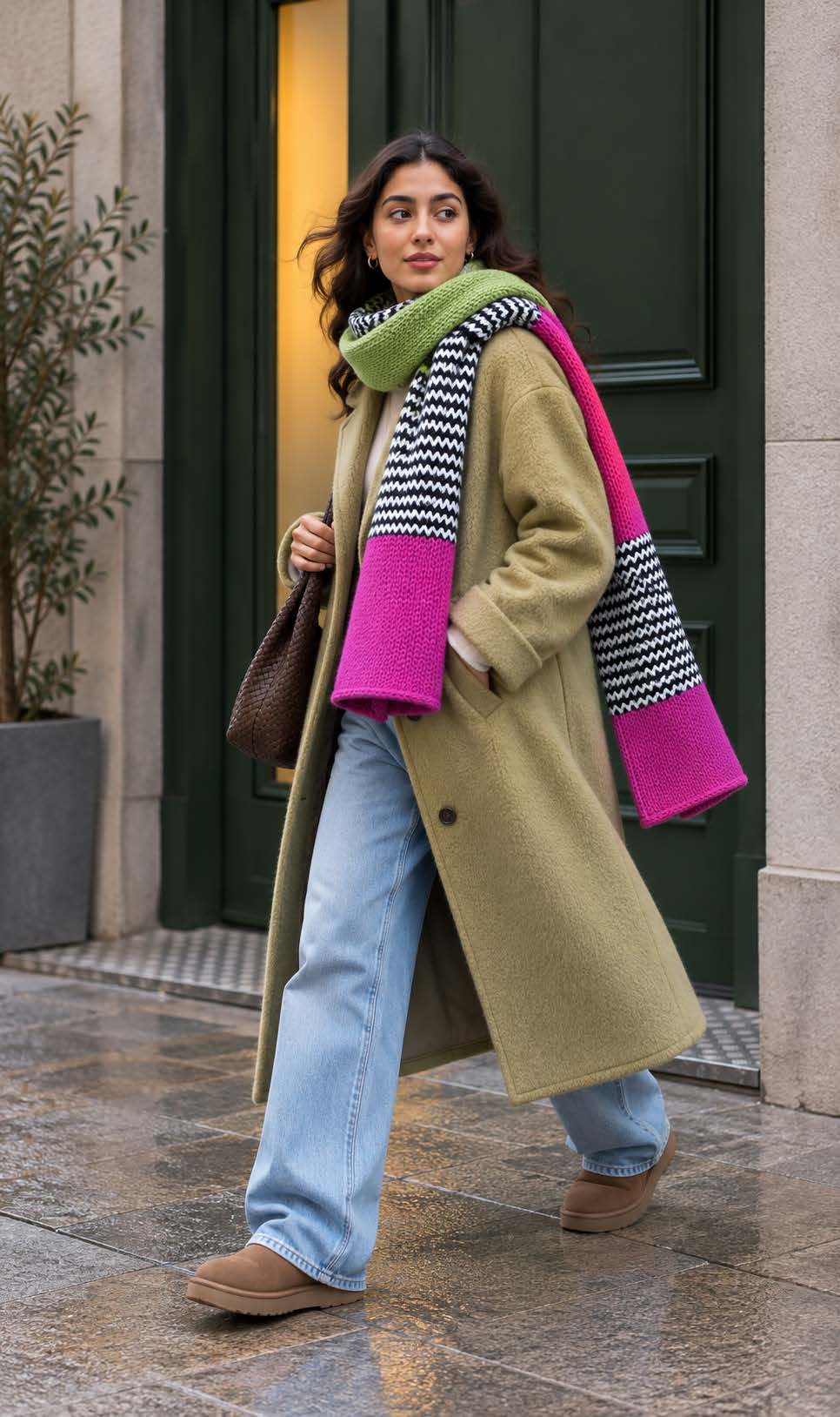 Pop Knit scarf worn by a model