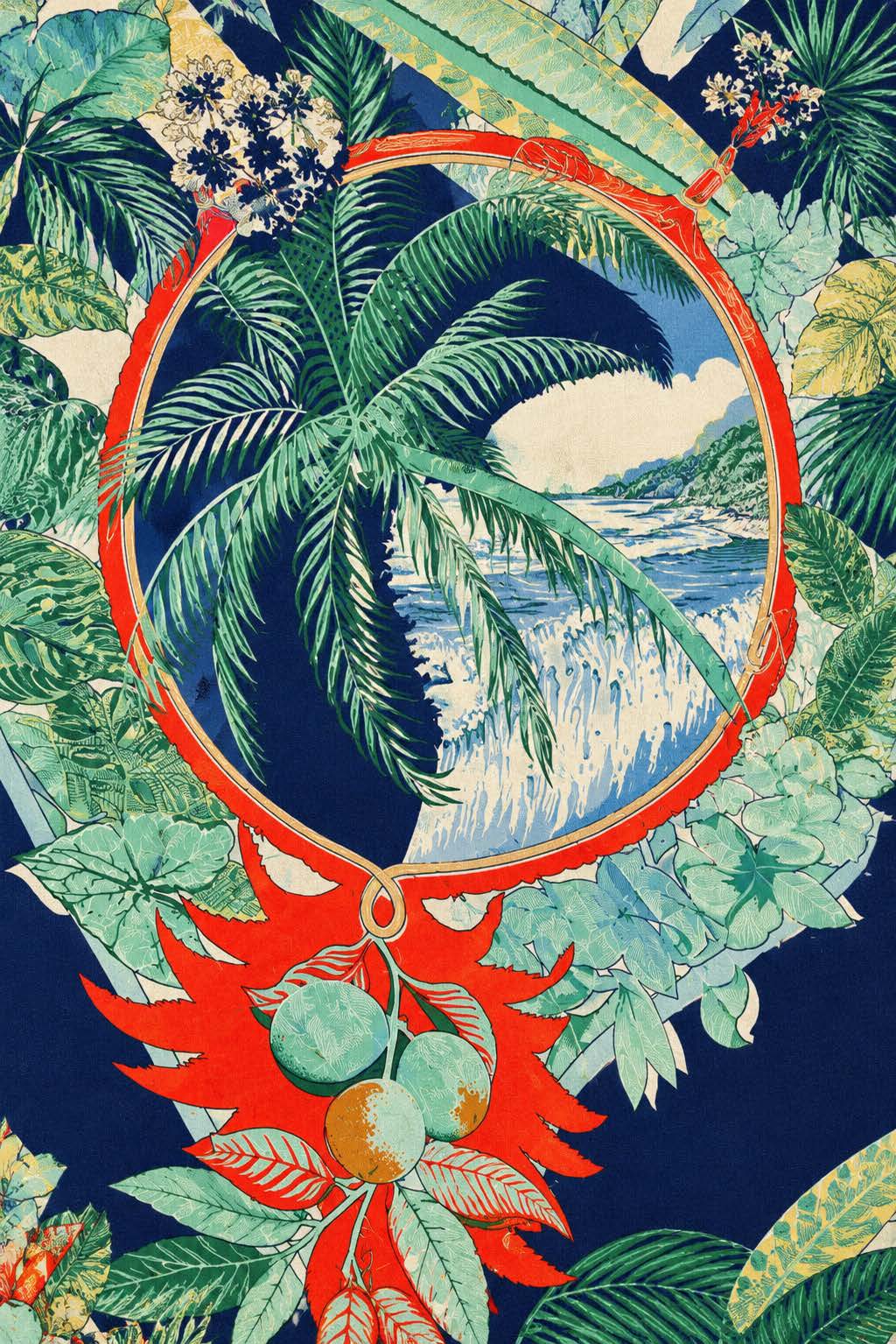 Palm Wave silk shawl, print detail